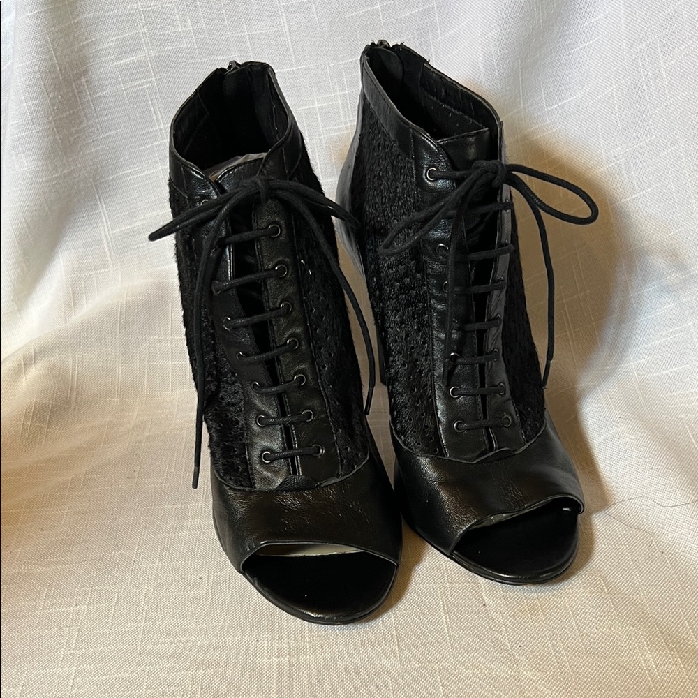 French Connection Black Lace-Up Women's Short Shoe Boots